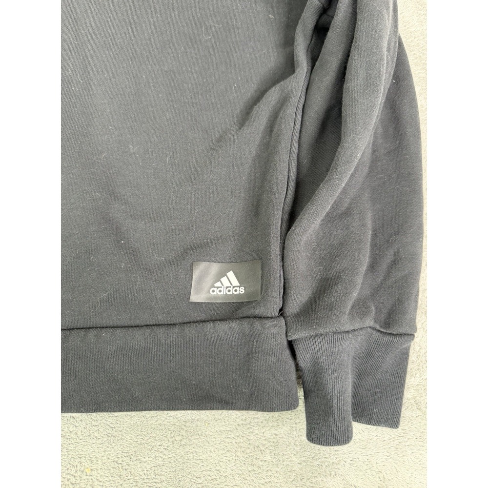 Adidas Essentials Big Logo Cropped Hoodie Women's Size Medium Black - Picture 6 of 10